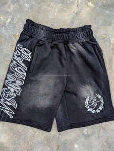 OEM ODM Custom Above Knee <b>Shorts</b> Sets with <b>Zip</b> up Embroidered Hoodie Vintage Acid Washing Printed Tracksuits Zipper Hoodies Sets - Product Image 5