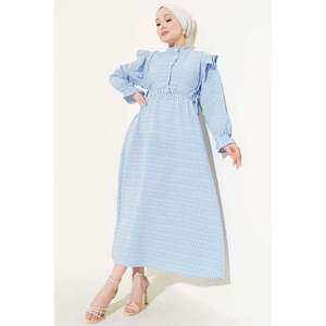 Robe en seersucker rayée à épaules et à volants Indigo - Product Image 3