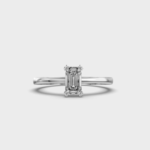 Star Dust 14K Gold Solitaire 1,0 Carat Emerald Cut Moissanite Diamond Anillo de compromiso Regalo especial para novia IGI Certified - Product Image 3