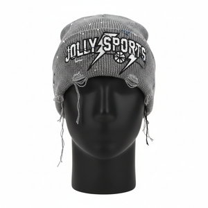 หมวกบีนนี่แฟชั่นสำหรับผู้ชายหมวกอะคริลิคอุ่นพรีเมียม280สไตล์สตรีทแวร์สีเทา GSM ดูเครียดกำหนดโลโก้เองได้ - Product Image 1