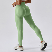 Leggings Scrunch Butt pour femmes, bleu marine, sans couture, taille haute, effet push-up fessier, collants de sport, logo personnalisé, résistants aux squats, pantalons de yoga