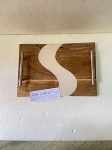 Juego de bandejas de resina epoxi de madera para decoración del hogar de diseño único moderno más vendido con quemador bakhoor y quemador Mubakhir con mango de Metal - Product Image 2