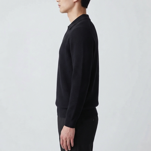 Suéter de Punto Negro Casual para Hombre, Otoño-Invierno 2026, de Alta Calidad, Personalizado, Moderno, Ajustado, con Cuello - Product Image 2