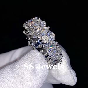 925 Silver Moissanite Eternity Band <b>Ring</b> Pear Shape VVS Diamond Wedding <b>Ring</b> Women's Anniversary Gift <b>Iced</b> Wedding <b>Ring</b> - Product Image 5