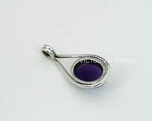 925 argent sterling massif février pierre de naissance pendentif violet améthyste lunette réglage comme un mois ou un pendentif à breloque - Product Image 4