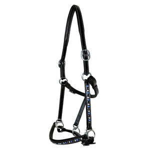 Cuir noir de qualité supérieure cheval licou strass muserolle réglable argent matériel élégant confortable Durable personnalisable - Product Image 2