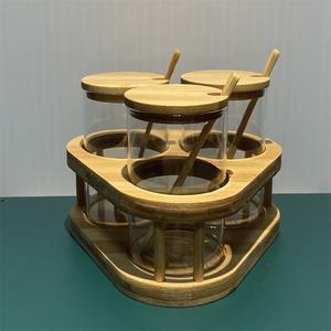 Bocaux à épices en verre vides avec couvercles en bambou, compatibles micro-ondes, pour le camping, 16 pièces - Product Image 1