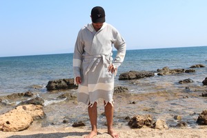 Soft Diamond Patterned Turkish Cotton Bathrobe Quick-Drying and Washable for Women and Men for Everyday and <b>Beach</b> Use - Product Image 3