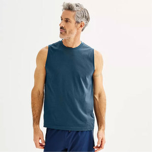 Venta al por mayor de alta calidad de gimnasio de los hombres del músculo camiseta sin mangas 100% de algodón de gran tamaño de punto de corte camiseta sin mangas - Product Image 6