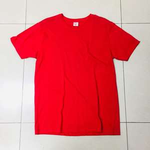 Camiseta de Manga Corta para Hombre, Talla Grande, 100% Algodón, Roja, Transpirable, con Diseño Personalizado en la Parte Delantera, 180 GSM, Impresión Serigráfica, Marca Privada - Product Image 1