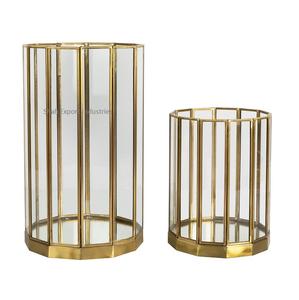 Bougie décorative de table en métal et verre ouragans couleur or votive pour la décoration de bureau de salon à la maison - Product Image 6