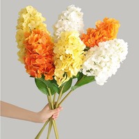 Bunga Hydrangea Biru Hijau Bentuk Kerucut Sutra Buatan 70CM, Sentuhan Realistis, Vintage, untuk Pernikahan, Rumah, Paskah, Thanksgiving (Grosir)