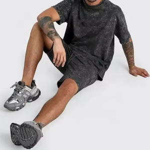 Conjunto informal de moda callejera para hombre, pantalones cortos XL en contraste con estampado de logotipo sólido, Camisa estampada para gimnasio, chándal, técnica de sublimación - Product Image 4