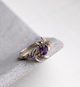 แหวนอเมทิสต์สีม่วงของขวัญดีไซน์สำหรับคุณแม่งานหมั้น925เงินสเตอร์ลิงหรือทองคำขาว14K - Product Image 4