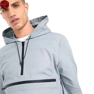 Finer Threads <b>Men's</b> Winter Hooded Quilted <b>Jacket</b> 100% Polyester Canvas <b>Half</b> <b>Zip</b> Front Pockets Vintage Nylon - Product Image 5