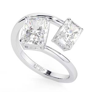 Anillo de Boda con Dos Diamantes Cultivados en Laboratorio, Corte Radiante, Certificado IGI - Product Image 2