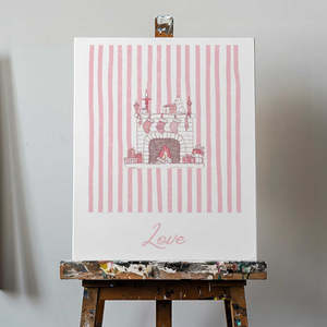 Cuadro Decorativo para Pared con Diseño de Rayas Rosas, Decoración Elegante para el Hogar, Fireplace for Love - Product Image 2