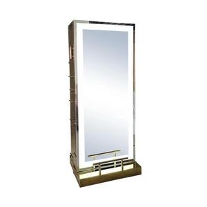 Miroir de Salon Moderne en Acier Inoxydable Doré, Meuble Double Face pour Coiffeur, Station de Coiffage Commerciale Non Pliable - Product Image 3