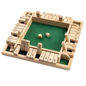 木制关闭盒子4玩家-骰子游戏-传统游戏4玩家关闭盒子骰子游戏木制1至4玩家