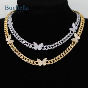 Venta caliente 925 Plata 14K chapado en oro 6mm mariposa cadena cubana gargantilla para mujer - Product Image 4