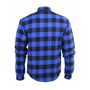 Camisa de Motociclista Personalizada para Hombre y Mujer, con Protección Interior Azul y Negra, Cierre de Cremallera, Franela a Cuadros, Personalizable - Product Image 2