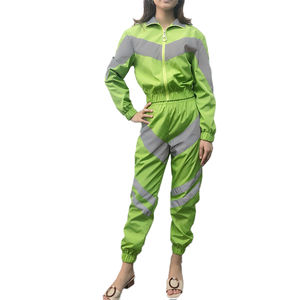 Conjunto de chándal personalizado de color block para mujer, chaqueta con cremallera y pantalones para correr, ropa deportiva elegante de tela transpirable ligera - Product Image 4