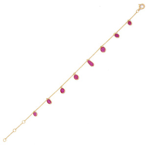 Bracelet à breloques en or jaune massif 18K, bijoux minimalistes, rubis naturel précieux, Bracelet réglable en chaîne - Product Image 1