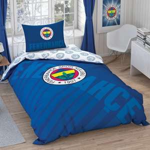 Fenerbahçe Navy Blue Logo Licensed Single <b>Duvet</b> <b>Cover</b> Set Single Size <b>Duvet</b> <b>Cover</b> with Matching Pillowcase - Product Image 1