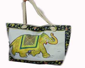 Handmade Cotton <b>Canvas</b> <b>Beach</b> Bag Spacious Stylish Tote Two Straps Zipper Closure for Shopping Picnic Travel Outdoor Adventures - Product Image 2