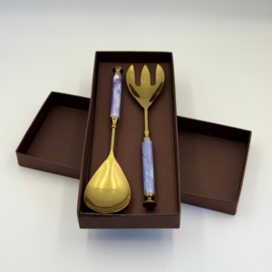 Ensemble de couverts vintage de luxe de haute qualité, finition plaquée or, acier inoxydable, pour la maison et la cuisine d'hôtel - Product Image 6