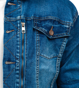 High Street Solid Color <b>Denim</b> <b>Jacket</b> For Men Winter Cotton OEM Custom Made <b>Jacket</b> For Men - Product Image 6