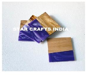 Dessous de verre en bois de manguier en résine époxy de haute qualité au design unique Dessous de verre en bois fait à la main d'Inde par Quality Handicrafts - Product Image 6