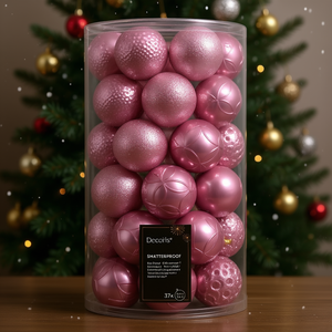 Amicasa Set of 37pcs Vintage Pink <b>Plastic</b> Christmas <b>Tree</b> Balls 6cm Vintage Pink Ball Ornament 9022680 - Product Image 3