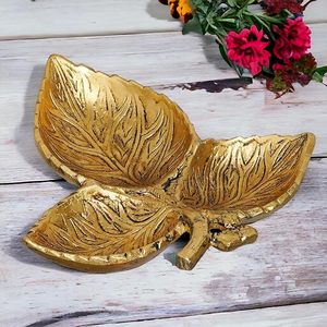 Bandeja para servir frutas secas con forma de hoja de Metal Premium, contenedor de frutas secas, pieza decorativa - Product Image 6