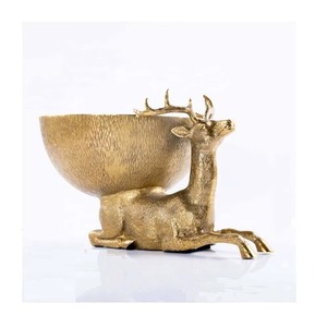 Cuenco Decorativo de Reno de Metal Dorado, Centro de Mesa Hecho a Mano, Elegante Adorno para Mesa de Comedor y Sala de Estar - Product Image 3