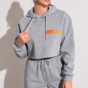 Sudadera con Capucha Corta de Punto para Mujer, Diseño de Última Moda, 100% Algodón, Resistente al Encogimiento, Logotipo Frontal Personalizado, Colores Personalizables - Product Image 1