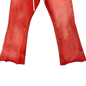 Pantalon empilé pour hommes design OEM personnalisé 100% coton éponge brut ourlet bord coupé délavé à l'acide pantalon de survêtement évasé de haute qualité - Product Image 5