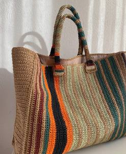 Sac fourre-tout en raphia fait main - Grand sac en paille bohème - Product Image 4