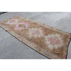 Alfombra de 4.4x11.4 pies, Alfombra Turca, Alfombra a Rayas Marrones - Product Image 2