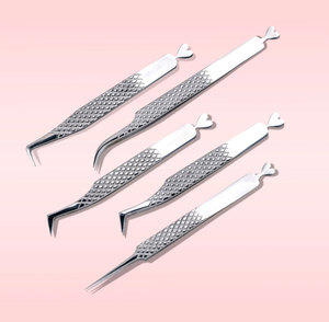 Pinzas de Precisión para Extensión de Pestañas de Marca Privada, Pinzas Profesionales para Pestañas para Salón de Belleza, Pinzas para Pestañas con Agarre de Fibra - Product Image 1