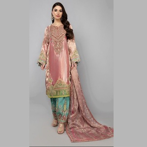 Venta caliente diseñador marrón seda Salwar Kameez vestido étnico pakistaní para fiestas formales inspirado India Pakistán-WS INTERNATIONAL - Product Image 6