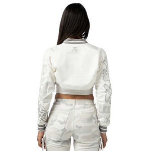 2025 New Arrived Women's XL Varsity Jacket Fashionable Crop Top with Custom Label Competitive Price Long Length - Product Image 2
