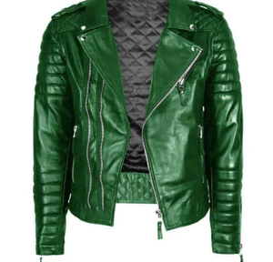 Motorcycle Leather Jacket - <b>Motorbike</b> Apparel Forest <b>Green</b> Biker Leather Men Jacket - Product Image 4