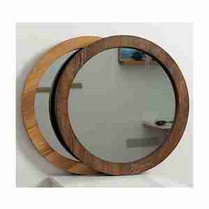Espejo redondo grande de Venta caliente con marco de madera moderno Artículo decorativo para habitación hecho a mano Exportación de alta calidad de la India - Product Image 3