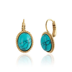 Design classique plaqué or 925 argent sterling rose calcédoine pierres précieuses boucles d'oreilles pendantes pour les femmes - Product Image 5