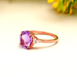 Clásico de moda sólido 925 plata esterlina piedra amatista Natural corte ovalado estilo plateado para bodas compromisos fiestas - Product Image 3