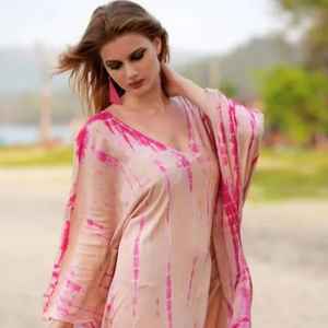 2026 New Look Bohemian Style Floral Tie Dye <b>Kaftan</b> Long Sleeve Ankle-Length Beach 100% Rayon Fabric <b>Summer</b> Ladies <b>Kaftan</b> - Product Image 2