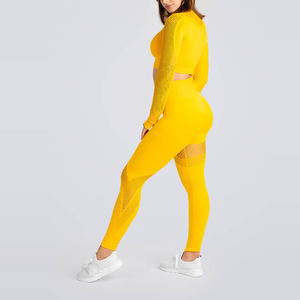 Soutien-gorge de gymnastique à haute élasticité pour femmes ensemble de leggings de Yoga respirant vêtements de Sport de Fitness solides ensemble de Yoga à haute élasticité à prix compétitif - Product Image 3