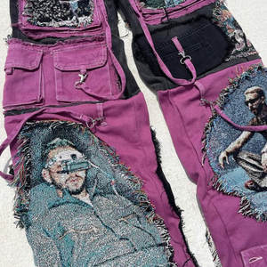 Pantalon de jogging pour homme en gros, tendance décontractée, style hip-hop, streetwear, logo personnalisé, jambe large, taille haute, jean 100% coton - Product Image 3