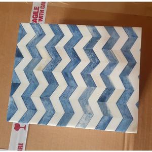 กล่องเก็บเครื่องประดับแบบฝังกระดูกสีฟ้าสีขาวทำด้วยมือกล่องเก็บของตั้งโต๊ะที่ทันสมัยหรูหรามีลวดลายเรขาคณิตสำหรับตกแต่งบ้าน - Product Image 5